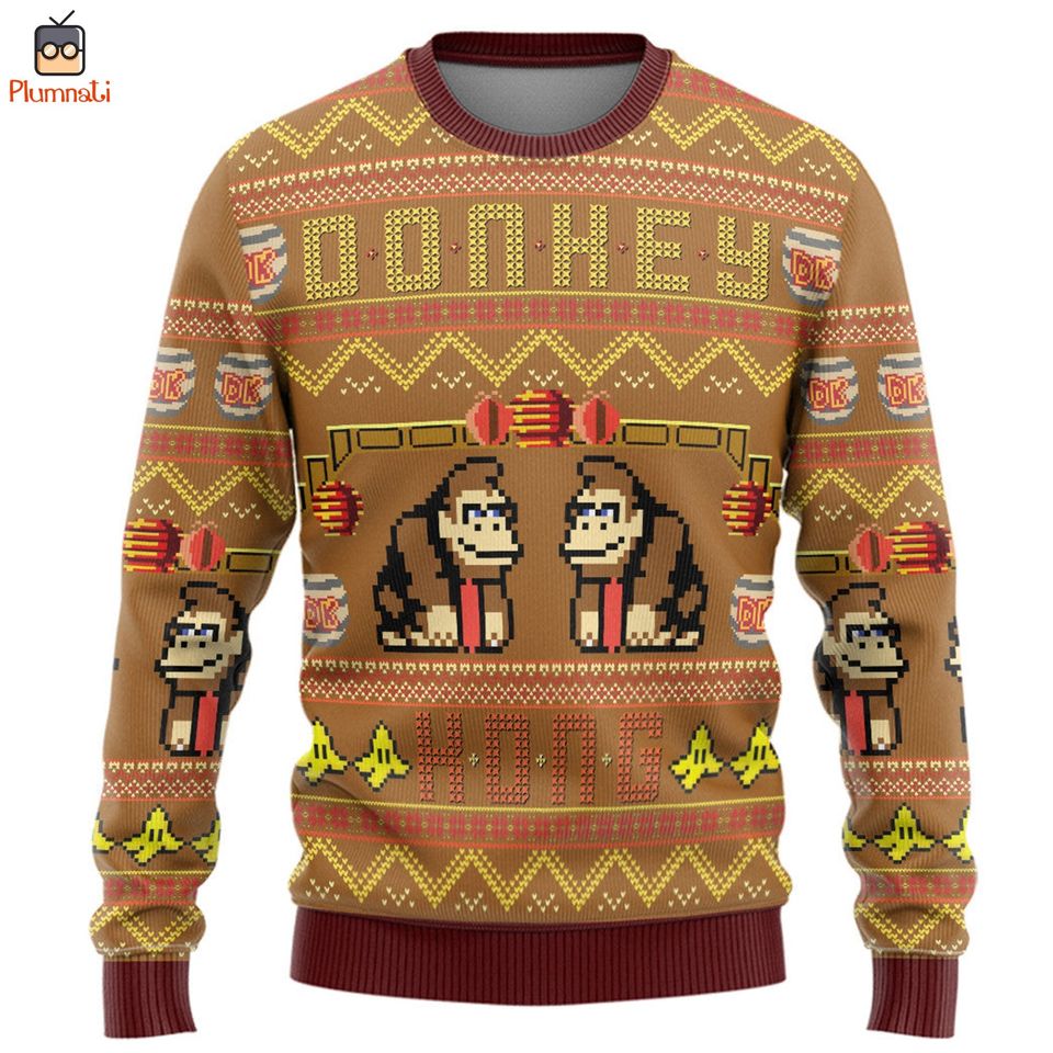 Super Mario Donkey Kong Ugly Christmas Sweater, Donkey Kong Sweater, Mario Christmas Shirt, Mario Family Christmas, Christmas Vacation Shirt