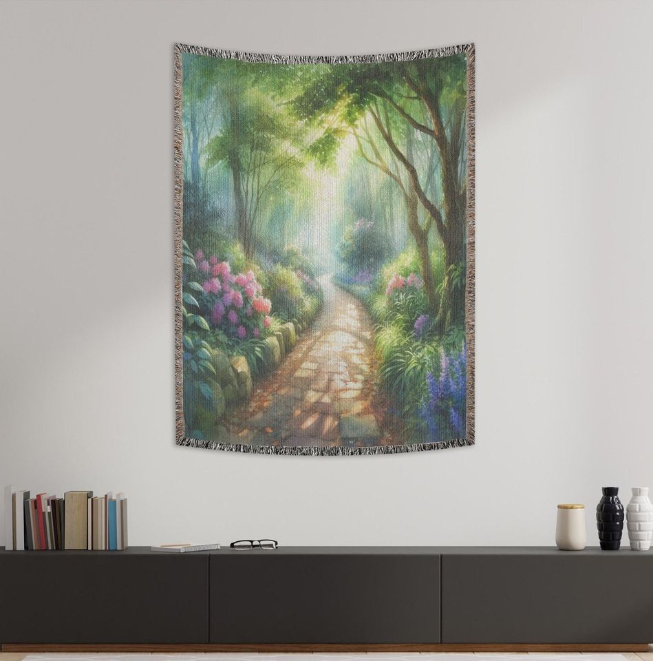 Enchanted Forest Watercolor Woven Blanket