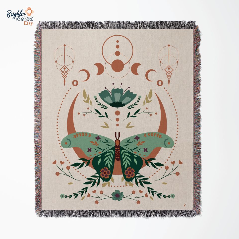 Celestial Moth Woven Blanket