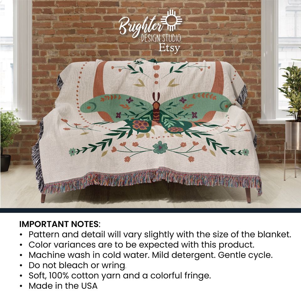 Celestial Moth Woven Blanket