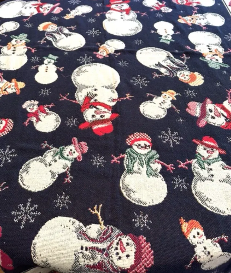 Christmas Winter Snowman Tapestry Throw Blanket Crown Crafts