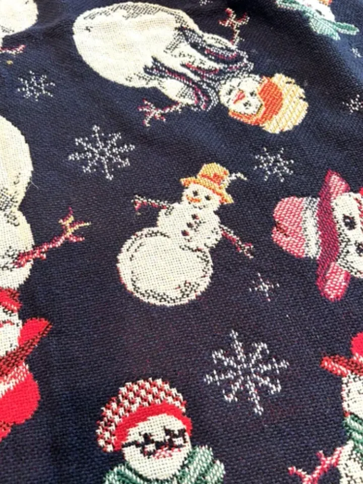 Christmas Winter Snowman Tapestry Throw Blanket Crown Crafts