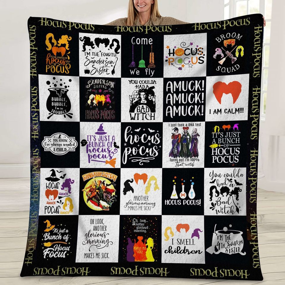 Hocus Pocus Blanket | Sanderson Sisters Blanket | I Smell Children  Blanket for Bed Couch Sofa