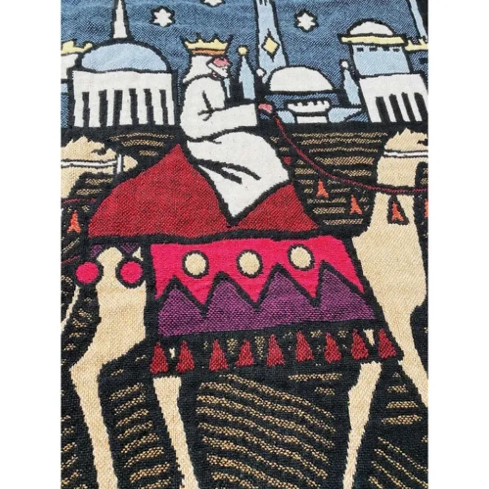 Woven Tapestry Throw Blanket Christmas Wise Men Child Born Bethlehem Reversible