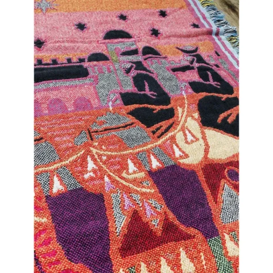 Woven Tapestry Throw Blanket Christmas Wise Men Child Born Bethlehem Reversible