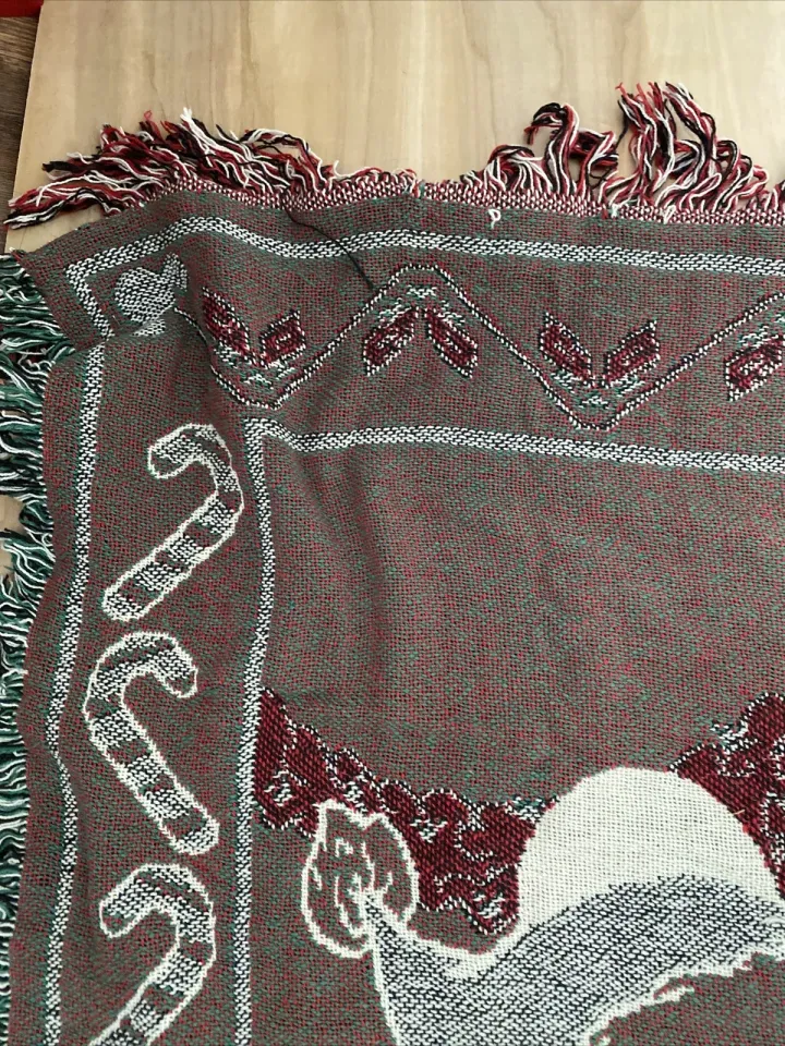 Disney Mickey Mouse Pluto Christmas Santa Woven Throw Blanket Tapestry 46x69”