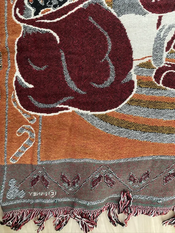 Disney Mickey Mouse Pluto Christmas Santa Woven Throw Blanket Tapestry 46x69”