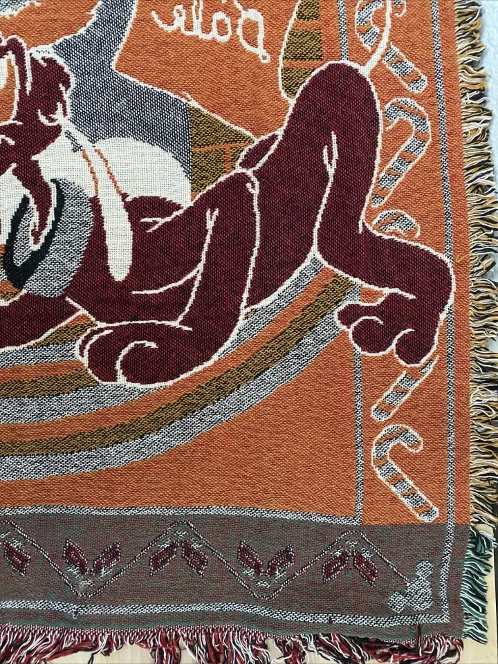 Disney Mickey Mouse Pluto Christmas Santa Woven Throw Blanket Tapestry 46x69”