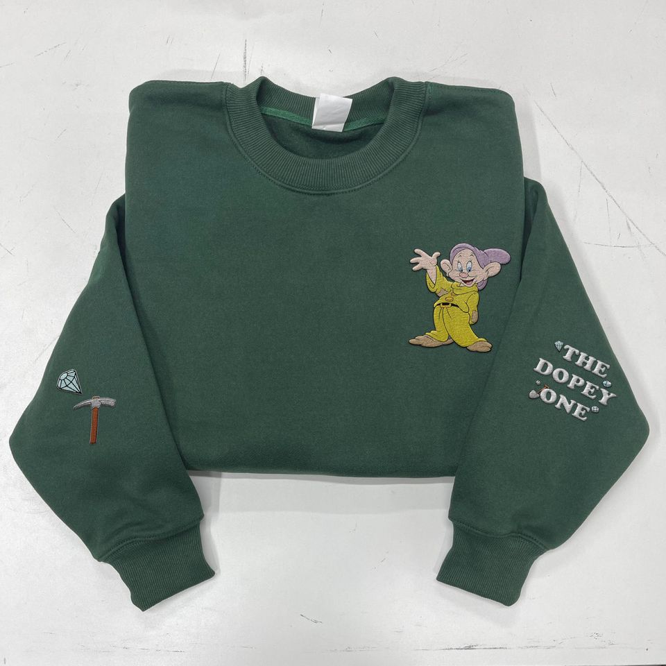 Embroidered The Dopey One Sweatshirt,  Snow White And Seven Dwarfs Embroidery Sweater, Disneyland Family Trip,   World