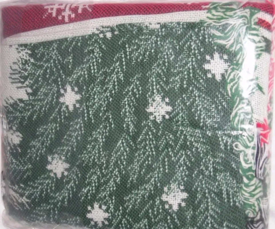 NEW Christmas Tree Throw 50x58" Fringe Double Woven Jacquer Blanket Couch Lap