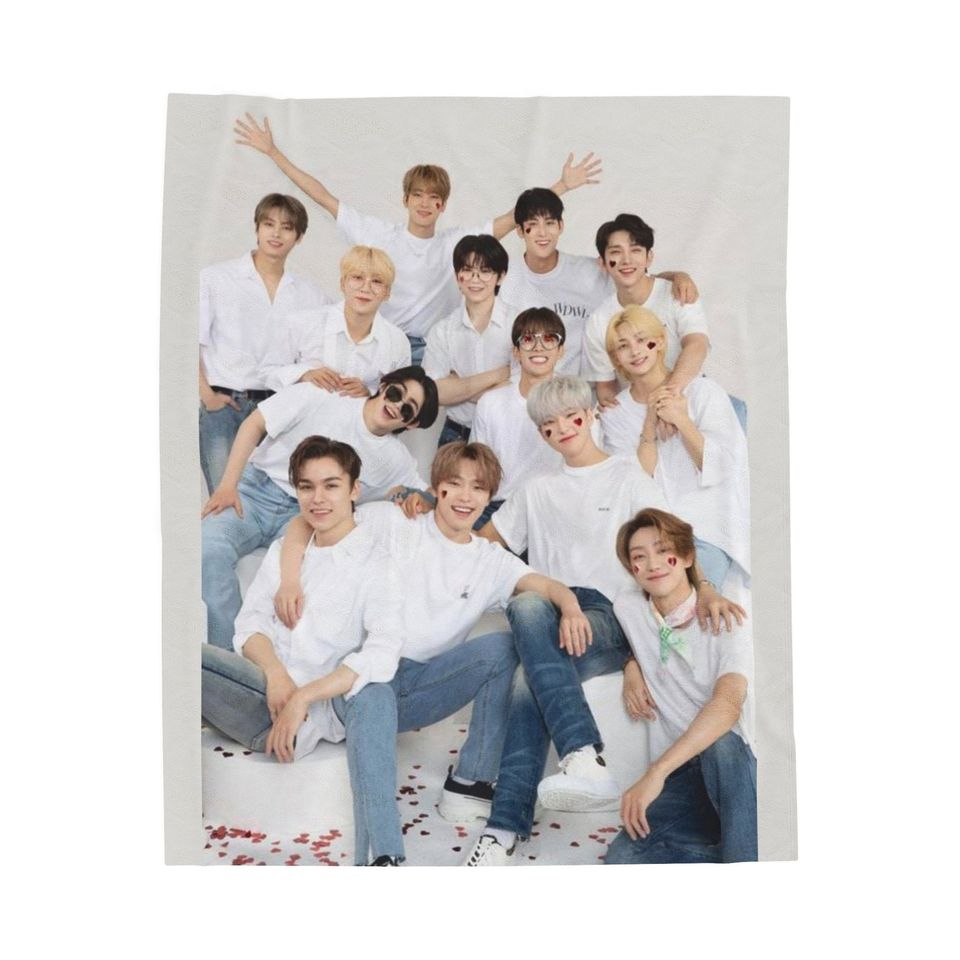 SVT Group Photo Blanket, Seventeen Kpop Merch,