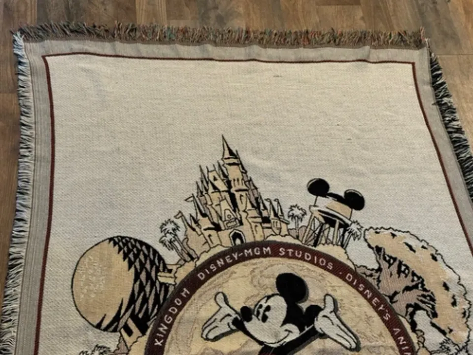 Vintage Disney World Mickey Mouse Tapestry Throw Blanket 2000 Epcot MGM Studios