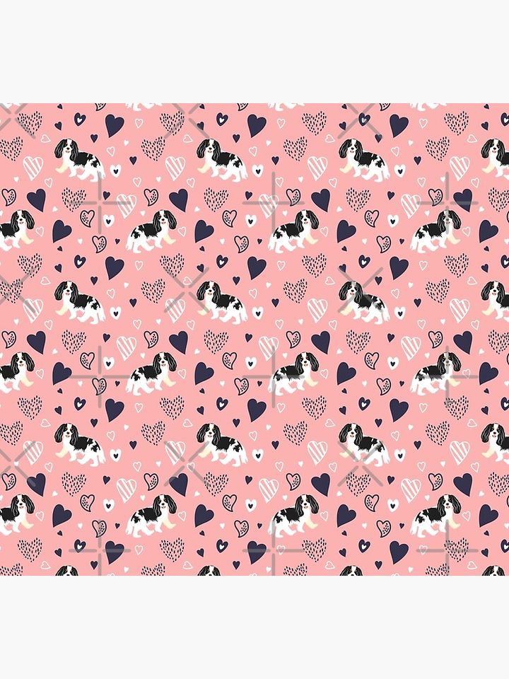 Love Black and White Cavalier King Charles Spaniel - Pink Socks