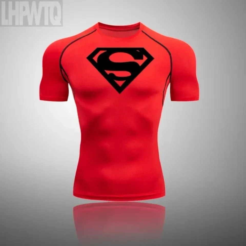 NEW Superman Men Compression T Shirt Quick Tight Set Men Exercise Training Suit