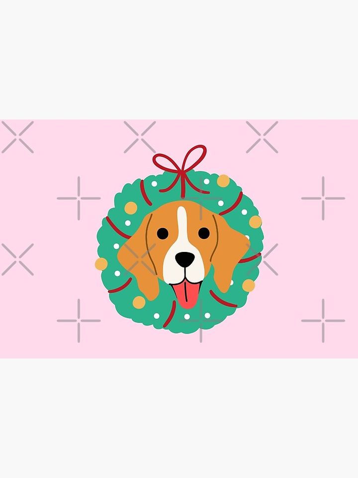 Beagle Dog Christmas Wreath Bath Mat