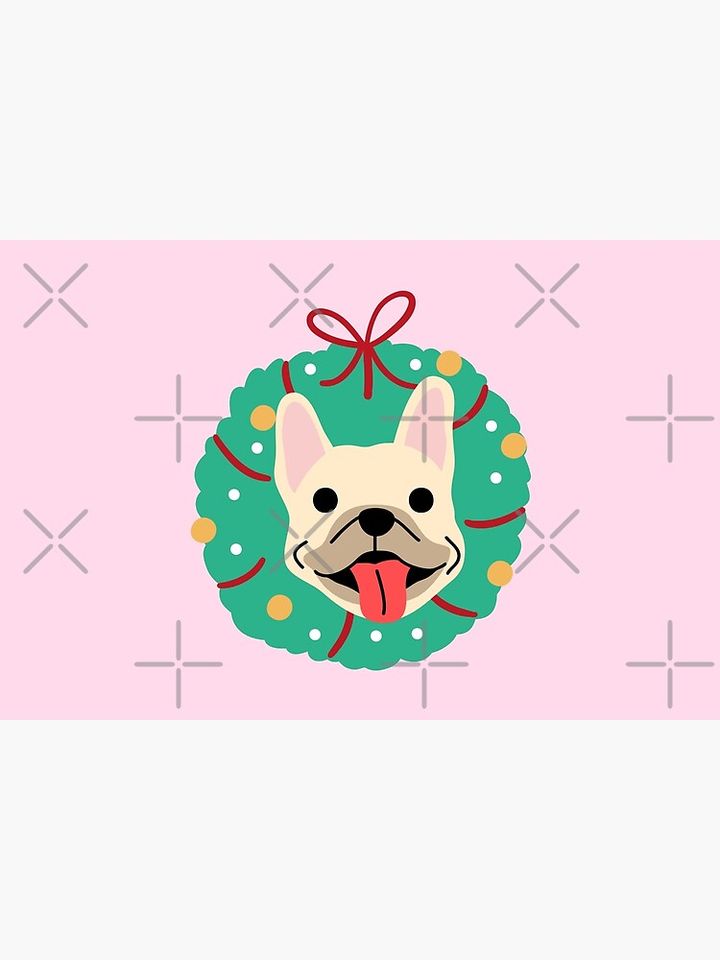 French Bulldog Christmas Wreath Bath Mat