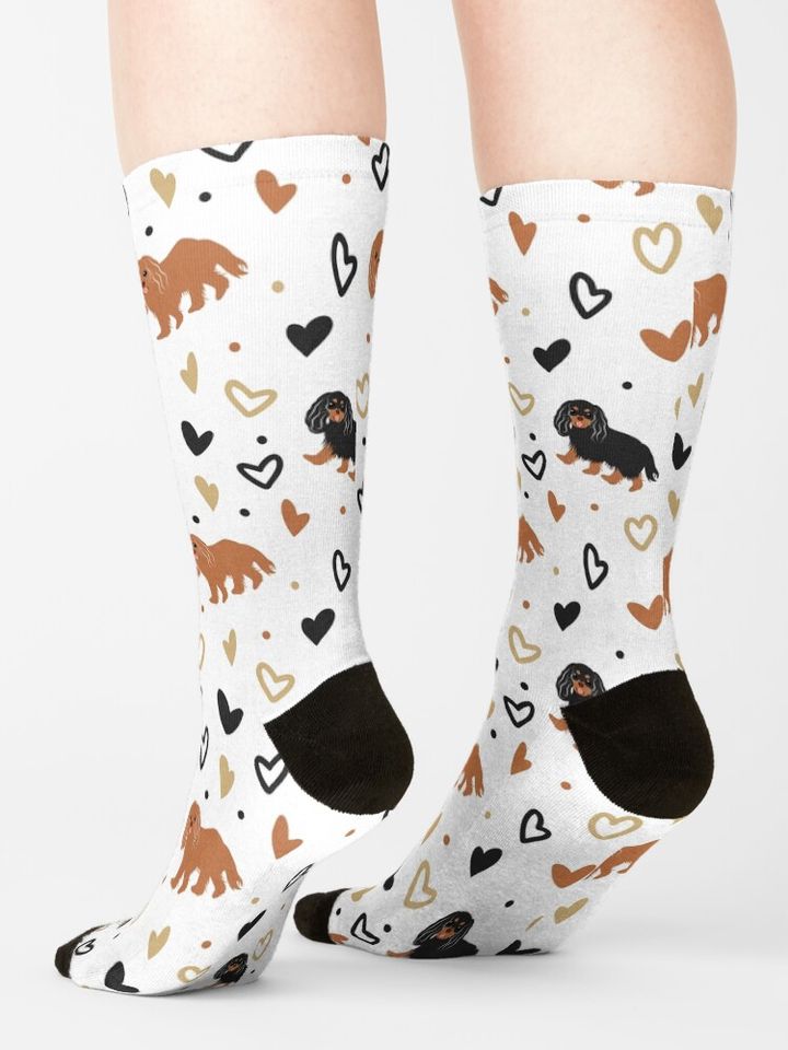 Love Cavalier King Charles Spaniel - Black and Tan Socks