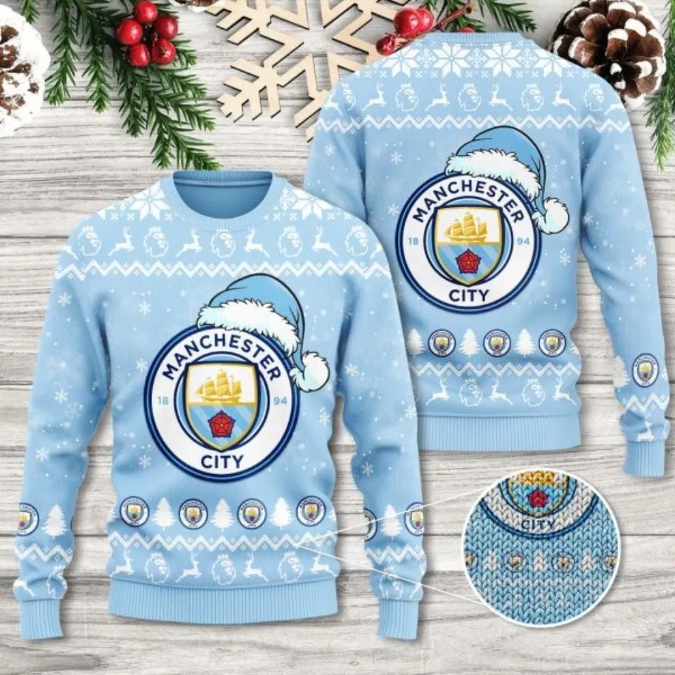 Manc.he.ster City 3D Ugly Sweater