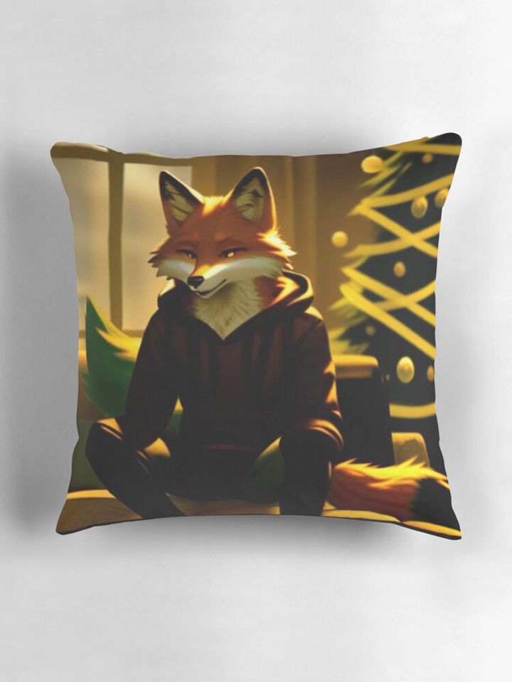 Lonely fox on Chrismas 2 Pillow