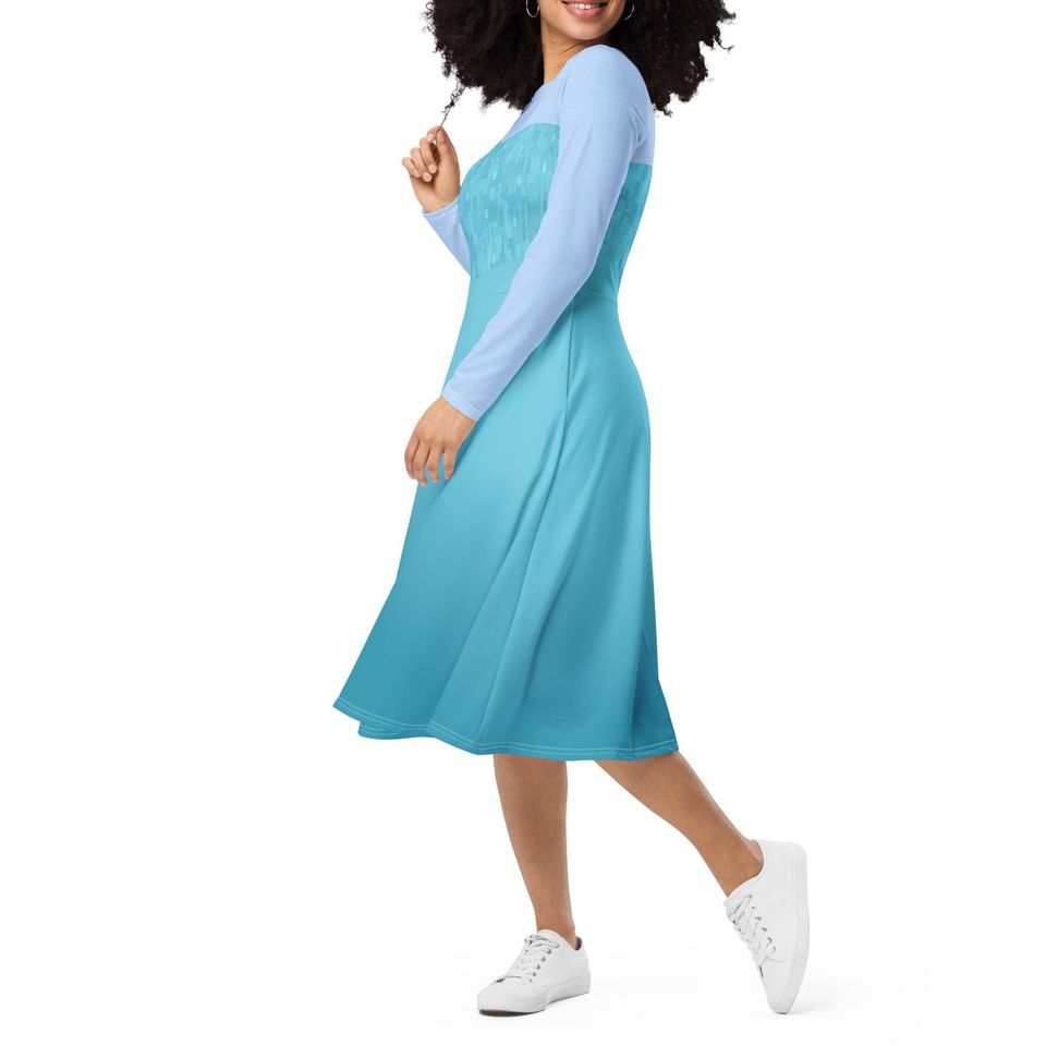 Elsa Costume Long Sleeve Midi Dress