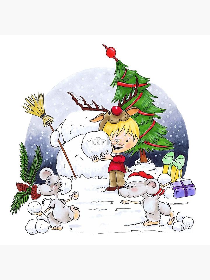 chrismas snow fun with friends Pillow