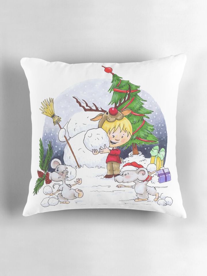 chrismas snow fun with friends Pillow