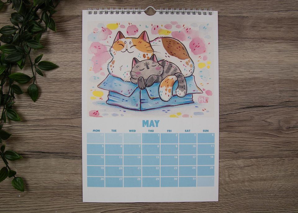 2025 Wall Calendar with Cute Cats