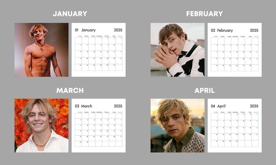 Ross Lynch Calendar | 2025 Wall Calendar | Celeb 2025 Calendar | The Driver Era Band | Best Gift For Christmas, New Year