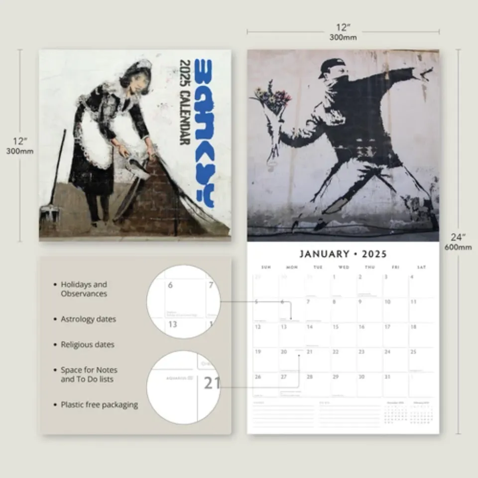 Banksy 2025 Square Wall Calendar