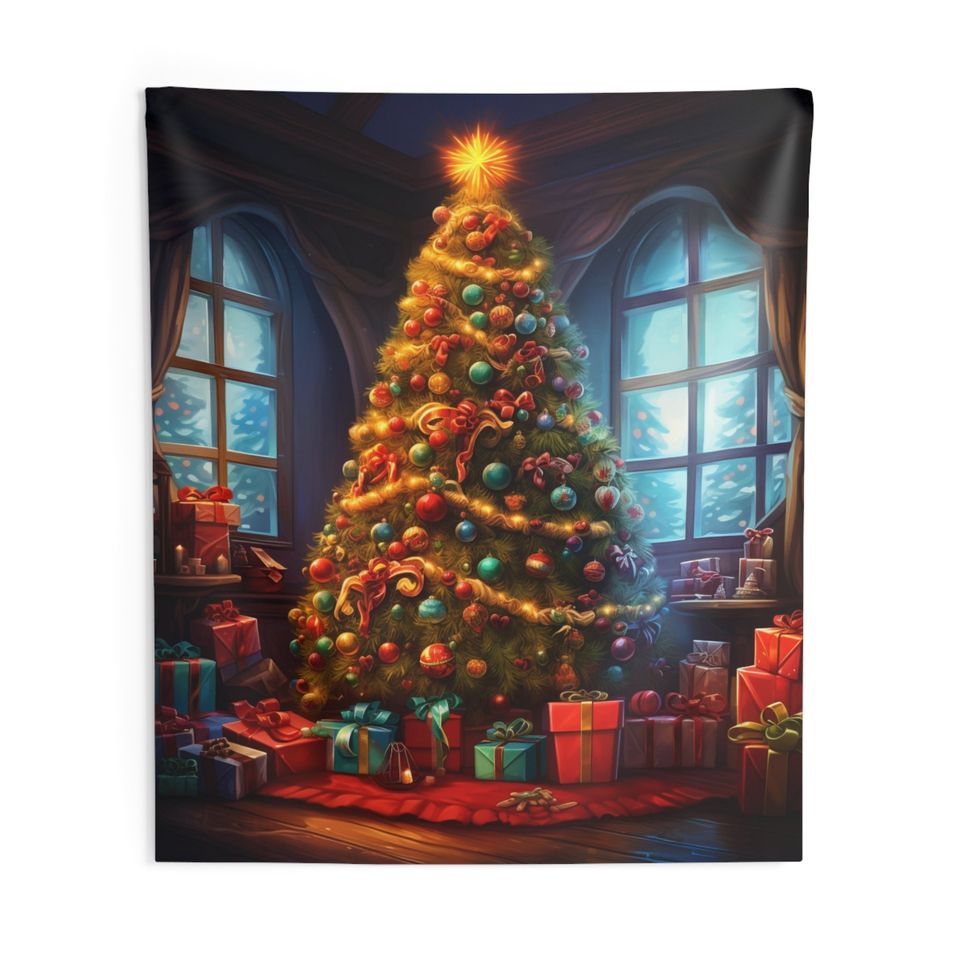 Christmas Tree Tapestry, Xmas Wall Art