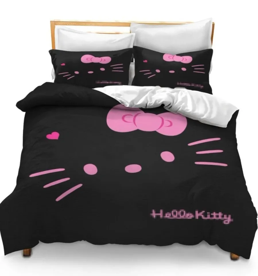 Black Hello Kitty Bedding Set Children Bedroom Decor