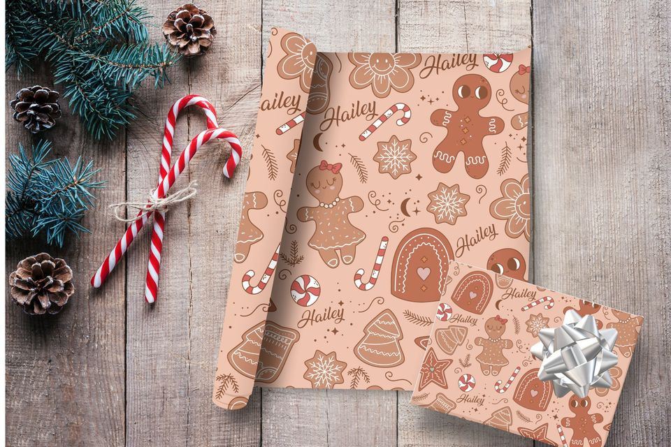 Gingerbread Retro Gift Wrapping Paper Christmas Gift