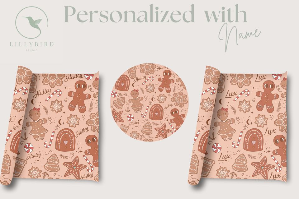 Gingerbread Retro Gift Wrapping Paper Christmas Gift