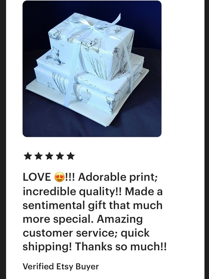 Classic Winnie the Pooh Wrapping Paper - Pooh Bear and Piglet