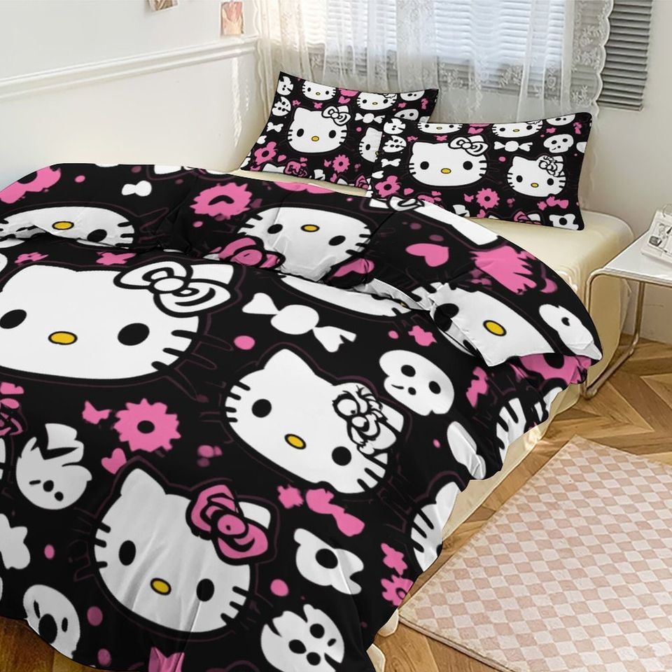 Kawaii Cute HK Bed Set, Hello Kitty Bedding Gifts, Perfect Gift For Her