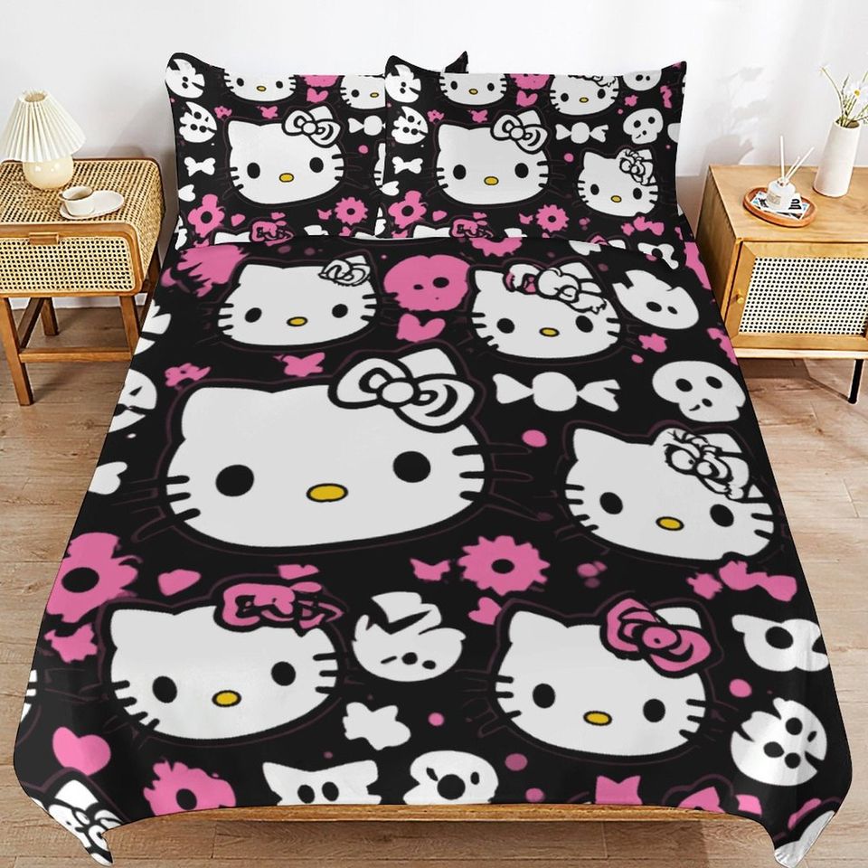 Kawaii Cute HK Bed Set, Hello Kitty Bedding Gifts, Perfect Gift For Her