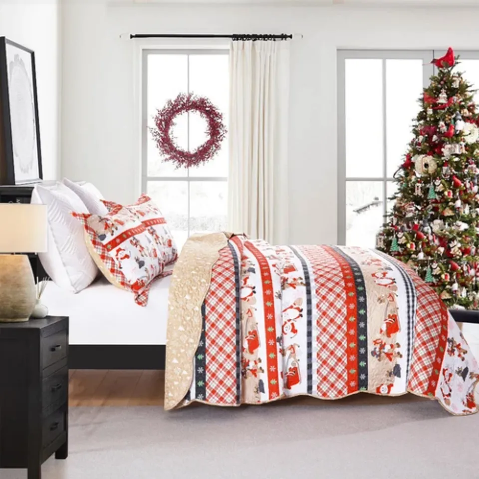 Christmas Plaid Sleigh Bedding Set | Christmas Gift | Christmas Decor