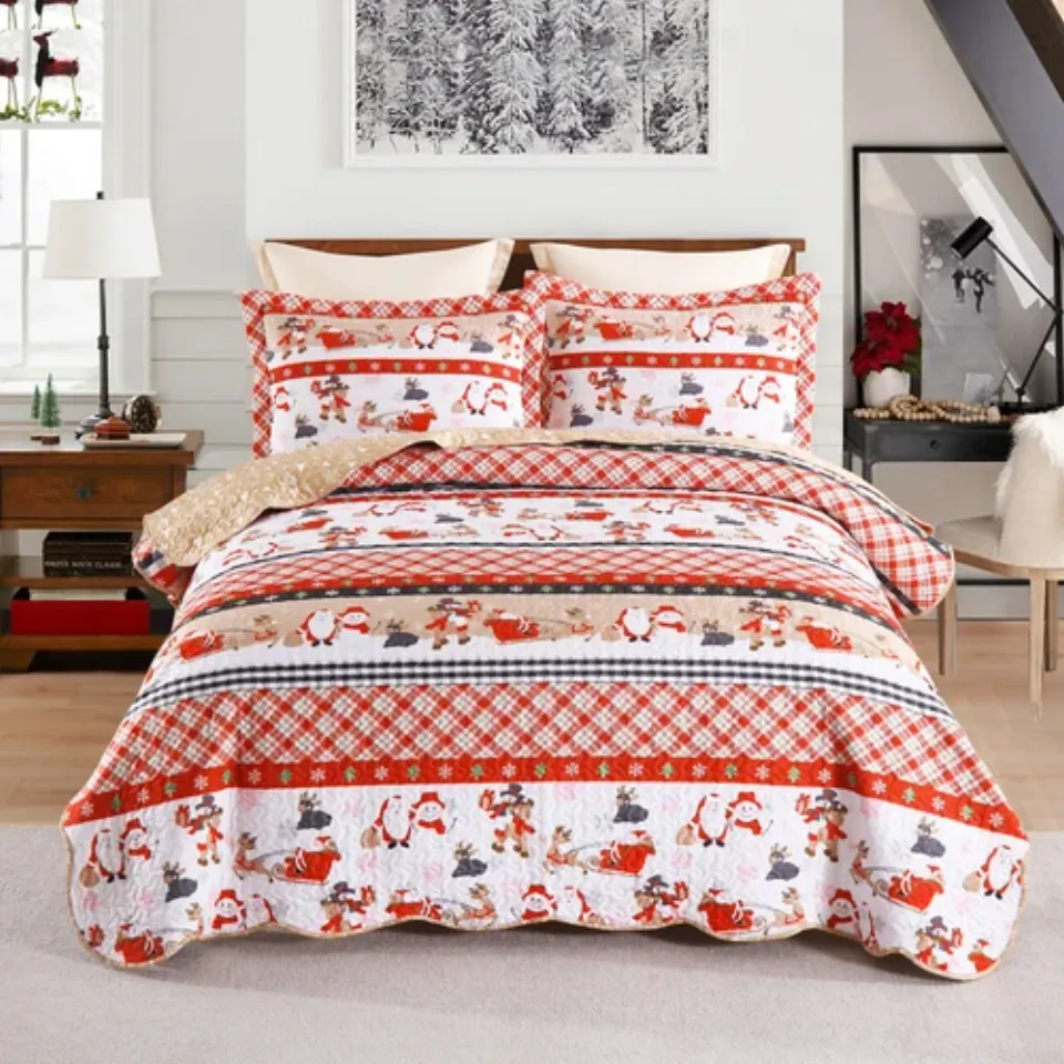 Christmas Plaid Sleigh Bedding Set | Christmas Gift | Christmas Decor