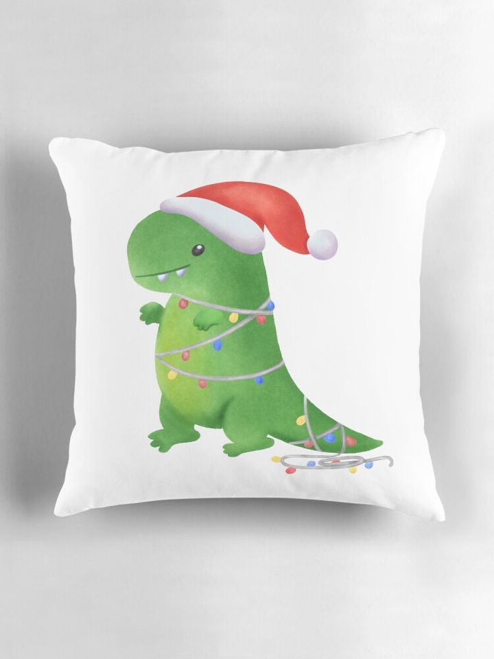 Christmas t-rex Pillow