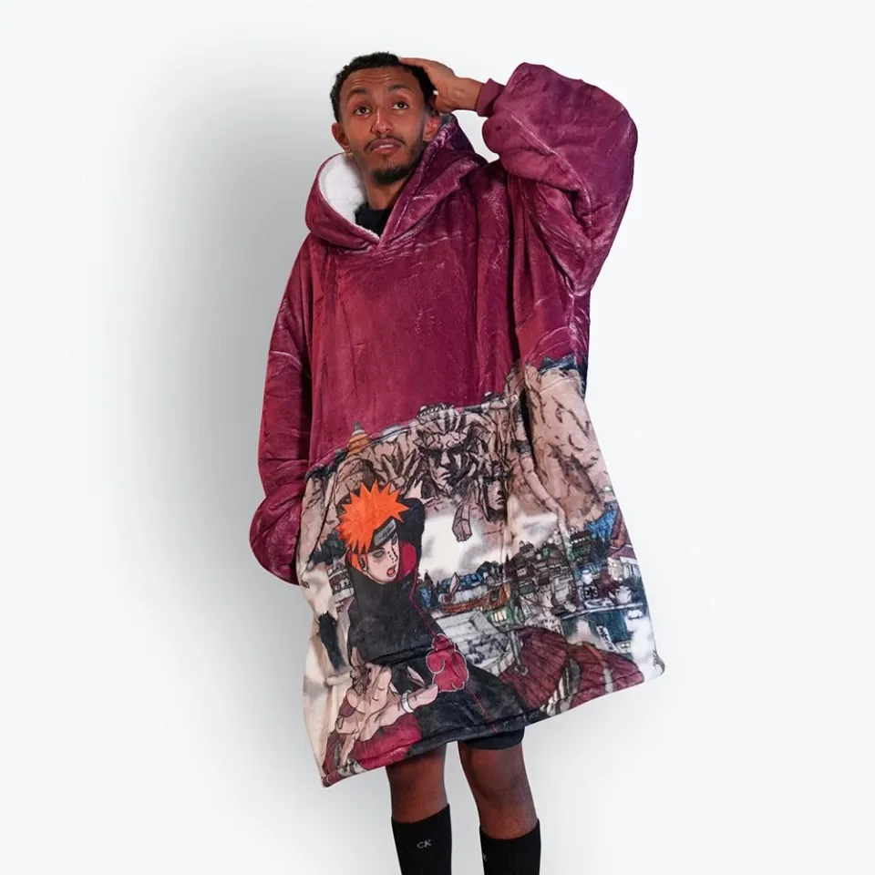 Pain Narutoo Oversized Blanket Hoodie Maroon
