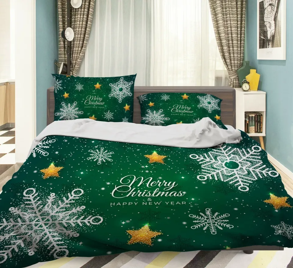 3D Xmas Snowflakes Bedding Set | Christmas Gift | Christmas Decor