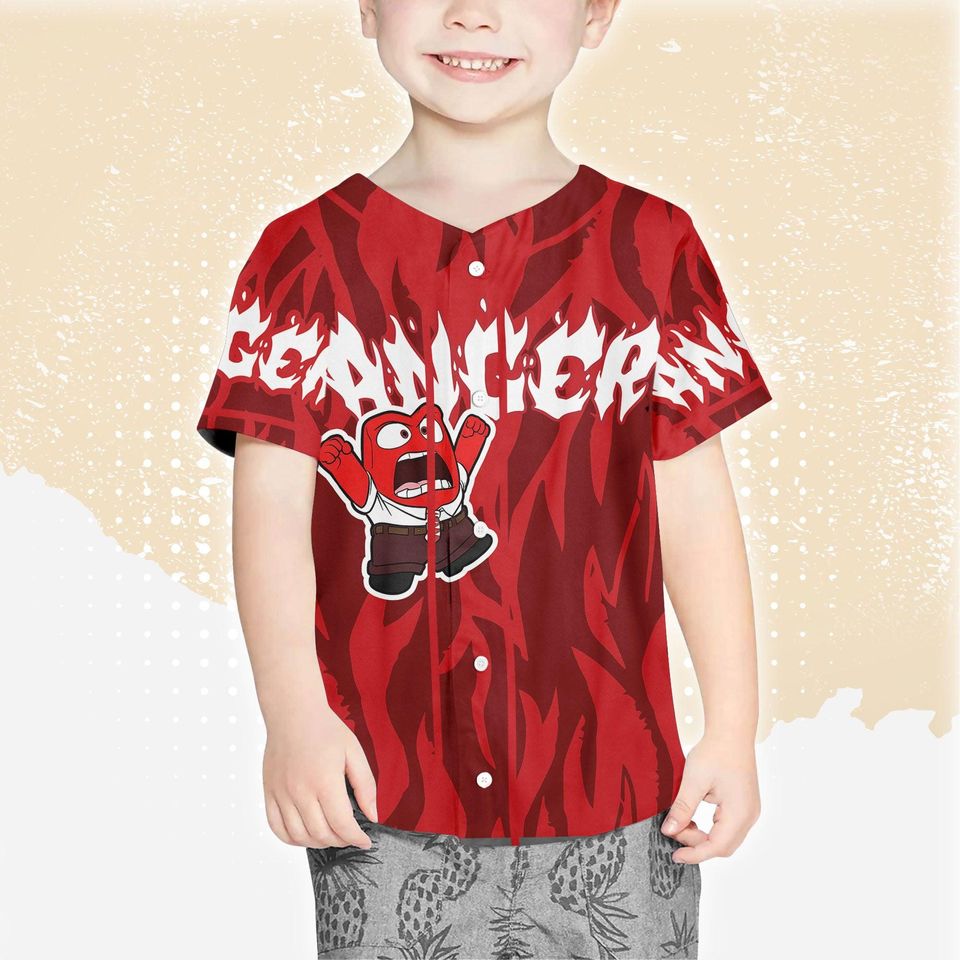 Personalized Inside Out Anger Red Baseball Jersey, Disney Anger Baseball Jersey
