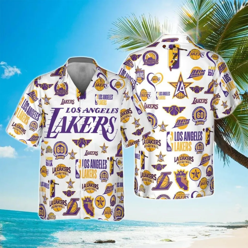 Los Angeles Team Lakerss Hawaiian Shirt, Button Down Full Size