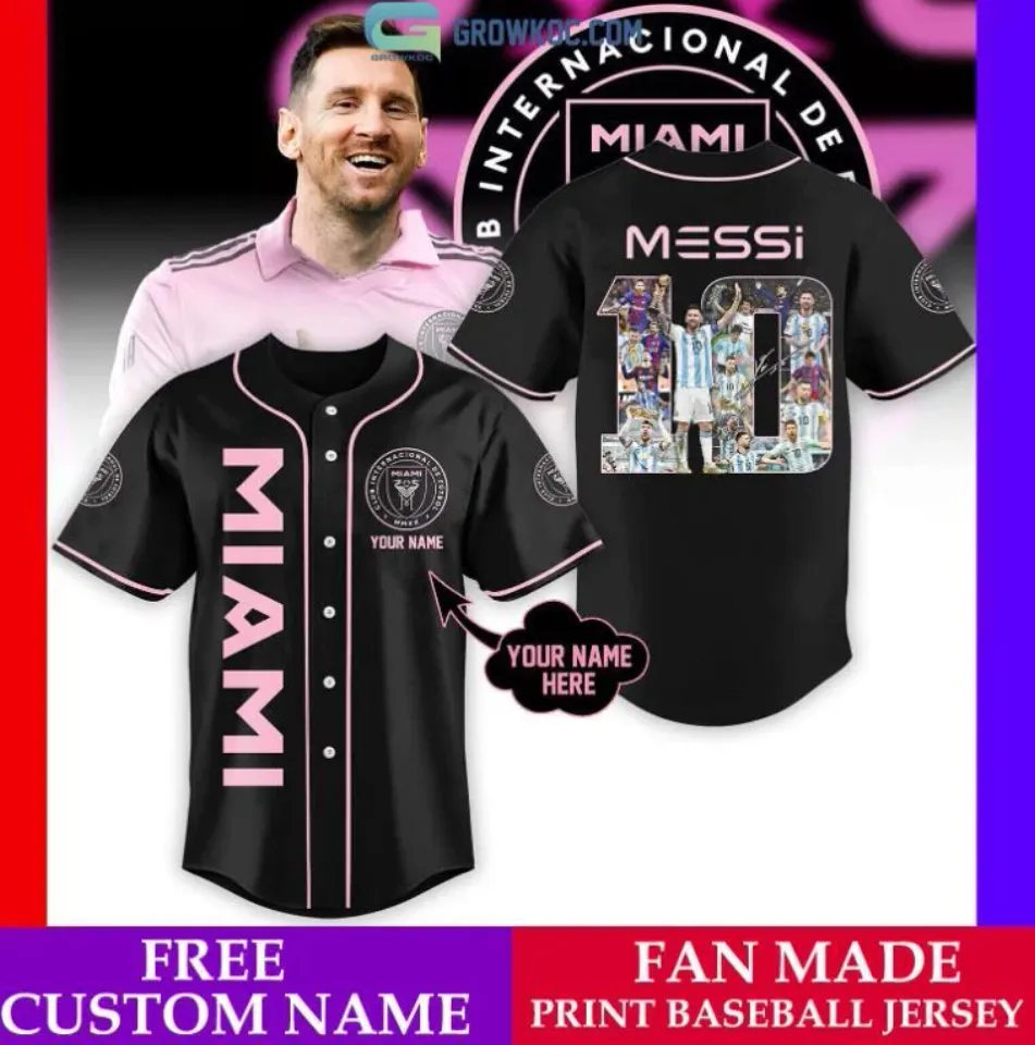 Custom Name Messi #10 Inter Miami Baseball jersey