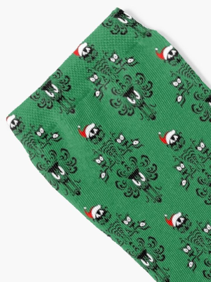 Christmas Haunted Mansion Dark Green Socks