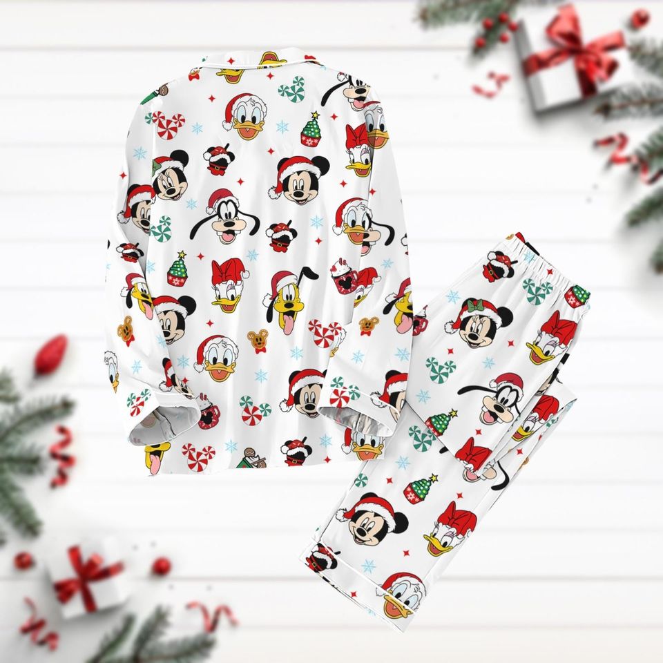 Mickey And Friends Christmas Pajamas, Disney Holiday Pajamas Set, Santa Mickey Shirt, Minnie Daisy Donald Duck Xmas Party Gift