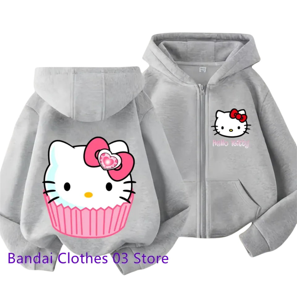 Hello Kitty Zip Hoodie | Kawaii Sanrio Hello Kitty Pattern Hoodie