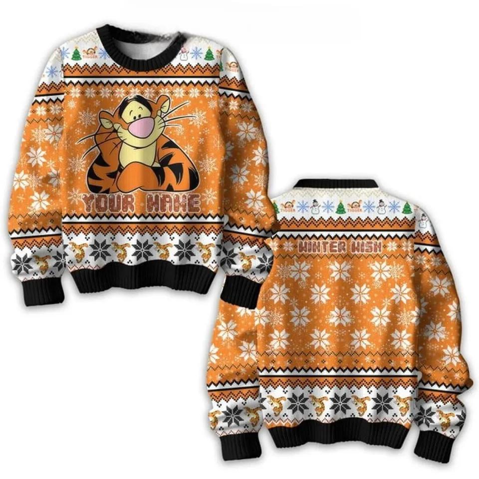 Winnie The Pooh Tigger Winter Wish Personalized Ugly Sweater