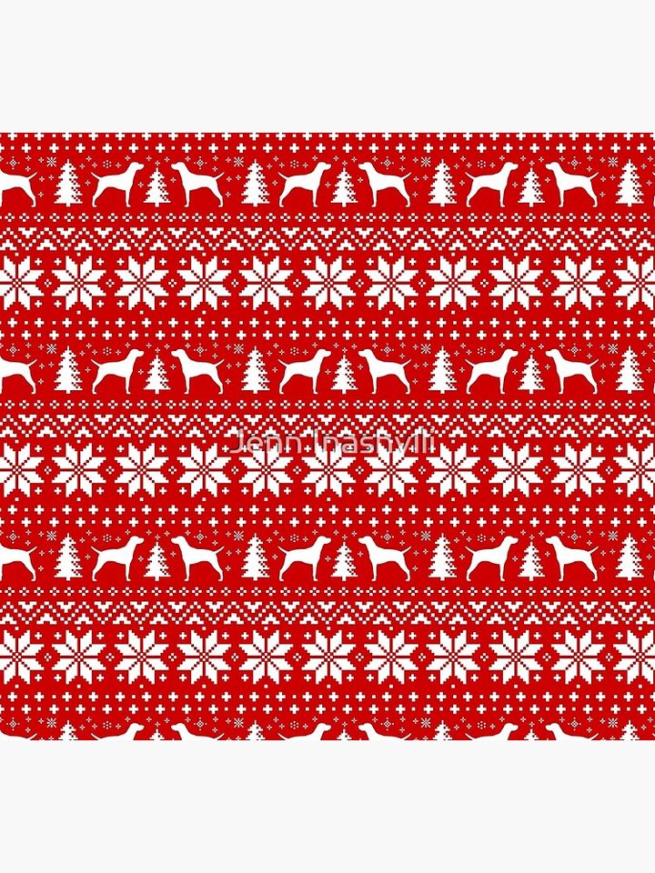 Vizsla Silhouettes Red and White Christmas Holiday Pattern Socks
