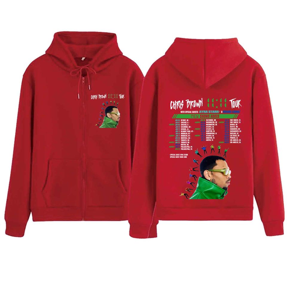 Chris Brown 11:11 Tour 2024 Zipper Hoodie